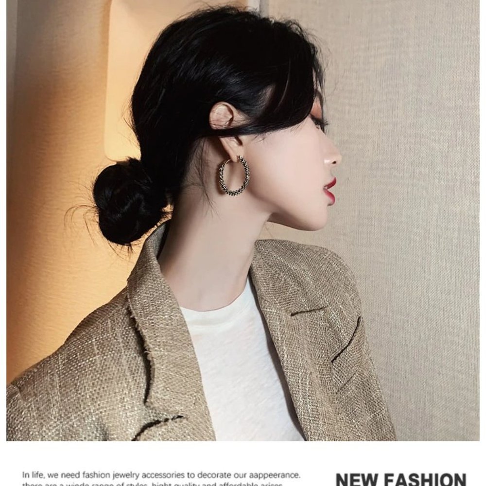 Fashion exaggerated metal woven Large Circle Earring - Picture 2 of 4